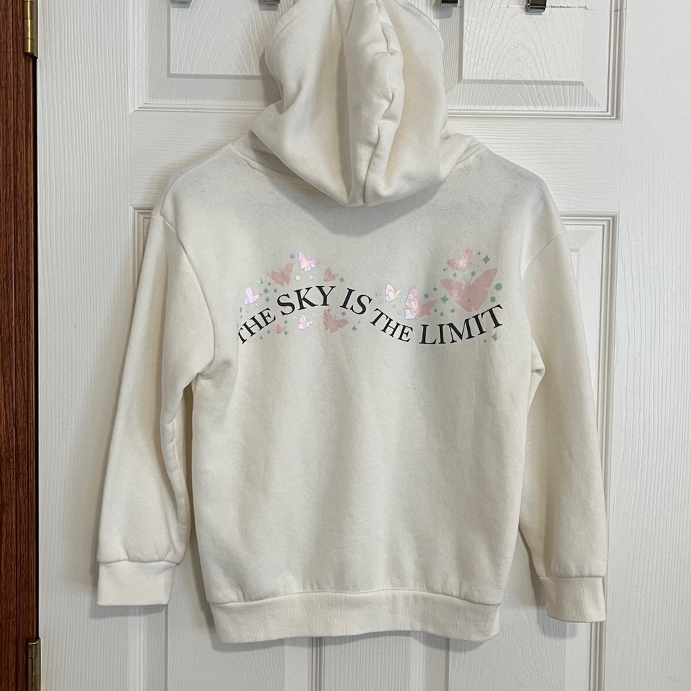 Wicked from Paul Tazewell Cream Hoodie w/ Green & Pink Pastel Graphics Girls Lg - Picture 3 of 16